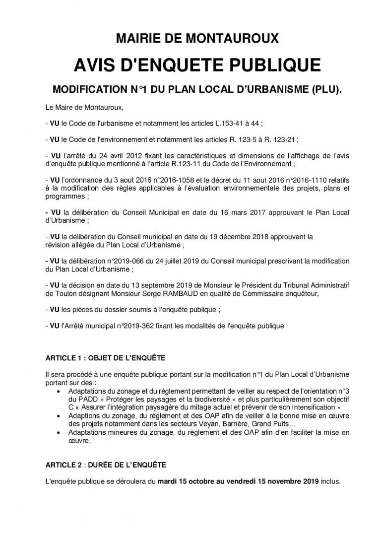 Modification N°1 du PLU