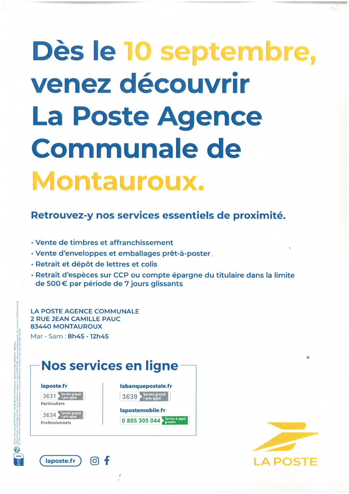 Ouverture du bureau de La Poste Communale